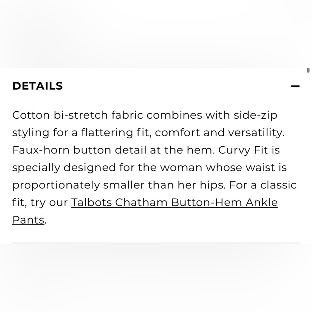 Talbots Chatham button hem ankle pants - Picture 9 of 9